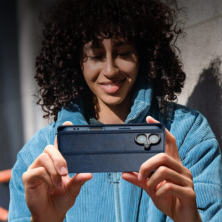 Pour iPhone 16 LC.IMEEKE Étui de téléphone en cuir anti-vol RFID (Bleu)