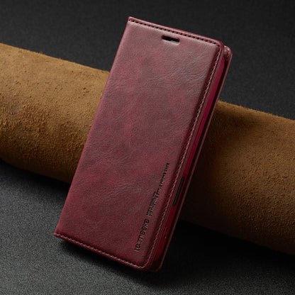 Pour iPhone 16 LC.IMEEKE Étui de téléphone en cuir anti-vol RFID (rouge)