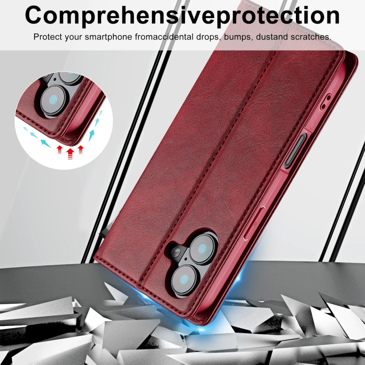 Pour iPhone 16 LC.IMEEKE Étui de téléphone en cuir anti-vol RFID (rouge)