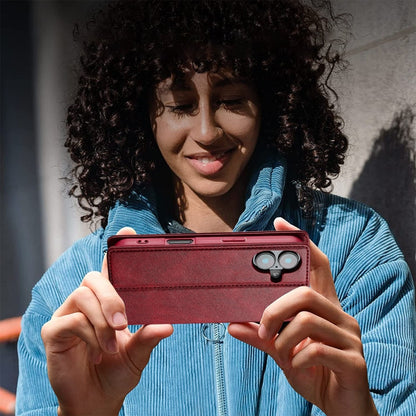 Pour iPhone 16 LC.IMEEKE Étui de téléphone en cuir anti-vol RFID (rouge)