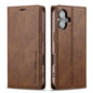 For iPhone 16 LC.IMEEKE RFID Anti-theft Leather Phone Case(Brown)