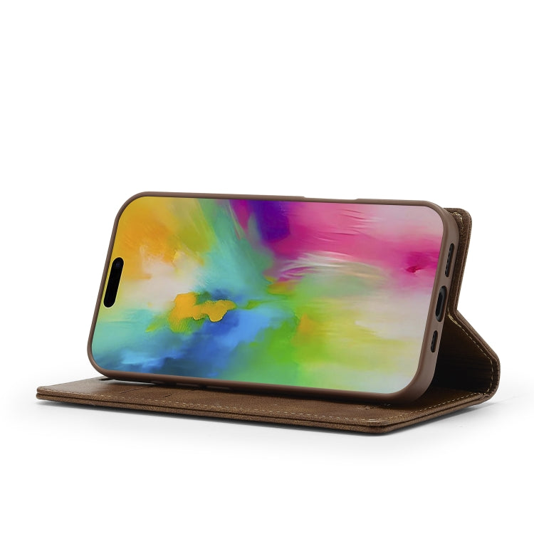 For iPhone 16 LC.IMEEKE RFID Anti-theft Leather Phone Case(Brown)