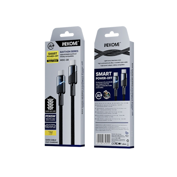 WK WDC-38 Intelligent Power-off 1m PD65W Type-C to Type-C Fast Charging Data Cable(Black)