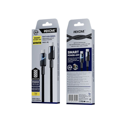 WK WDC-38 Intelligent Power-off 1m PD65W Type-C to Type-C Fast Charging Data Cable(Black)
