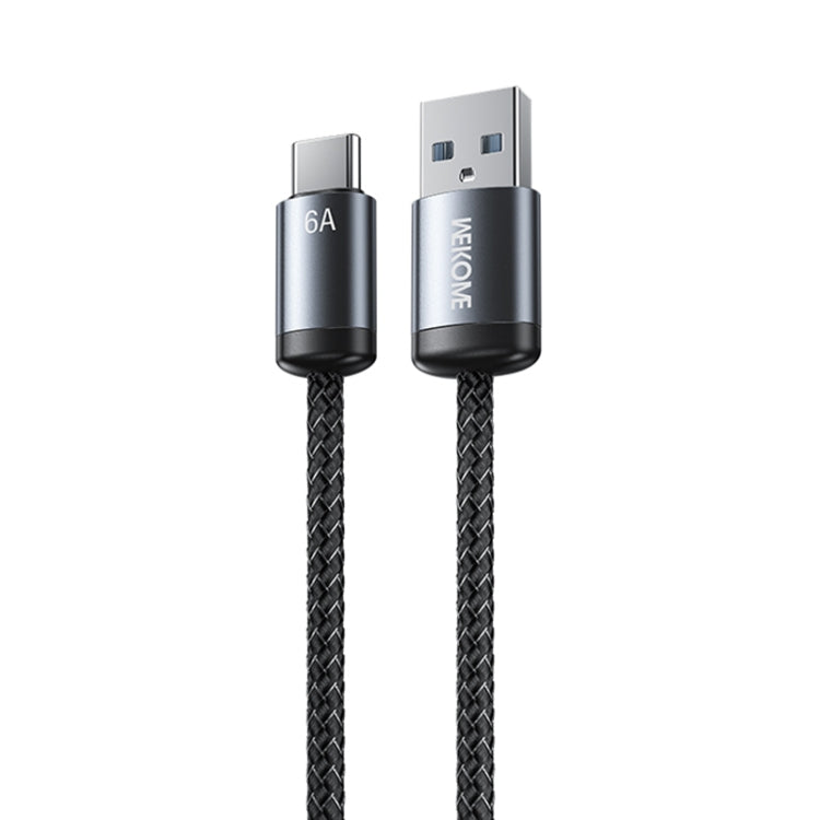 Câble de données de charge rapide USB vers Type-C WK WDC-32a Raython Gen2 1m 6A (Noir)