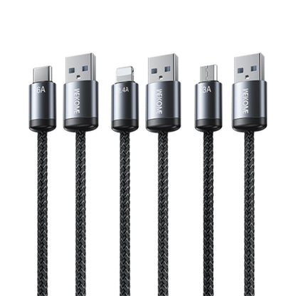 Câble de données de charge rapide USB vers Type-C WK WDC-32a Raython Gen2 1m 6A (Noir)
