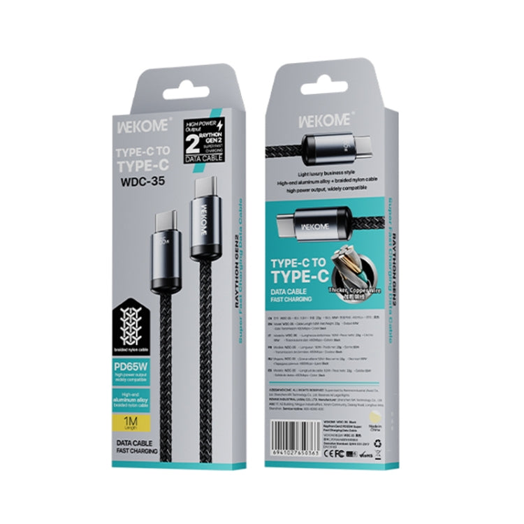 WK WDC-35 Raython Gen2 1m PD65W Type-C to Type-C Fast Charging Data Cable(Black)