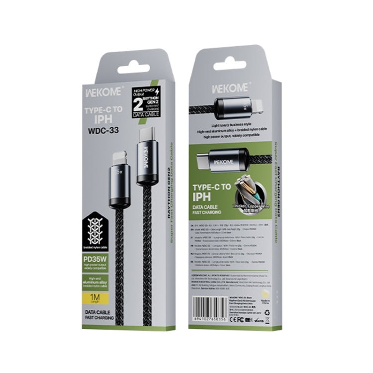 Câble de données de charge rapide WK WDC-33 Raython Gen2 1m PD35W Type-C vers 8 broches (Noir)