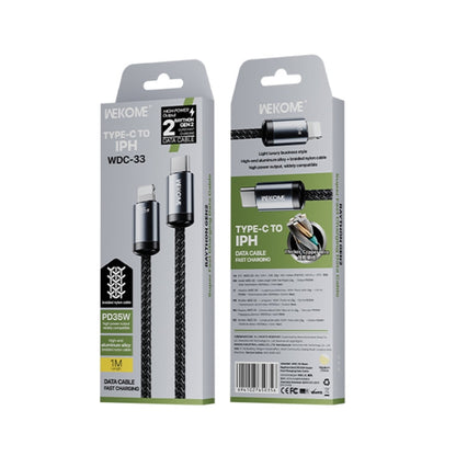 Câble de données de charge rapide WK WDC-33 Raython Gen2 1m PD35W Type-C vers 8 broches (Noir)