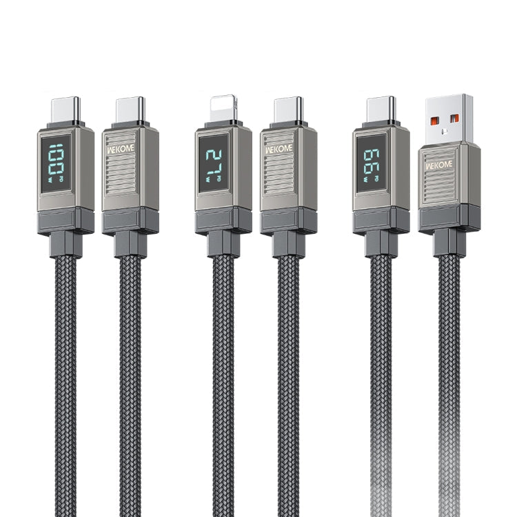 WK WDC-39 Smart Digital Display 1.2m 66W USB to Type-C Fast Charging Data Cable(Black Grey)