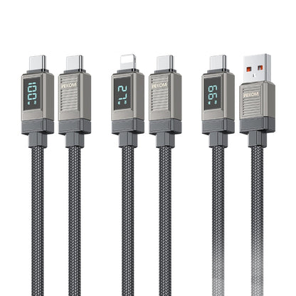 WK WDC-39 Smart Digital Display 1.2m 66W USB to Type-C Fast Charging Data Cable(Black Grey)
