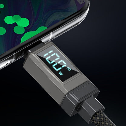 WK WDC-39 Smart Digital Display 1.2m 66W USB to Type-C Fast Charging Data Cable(Black Grey)