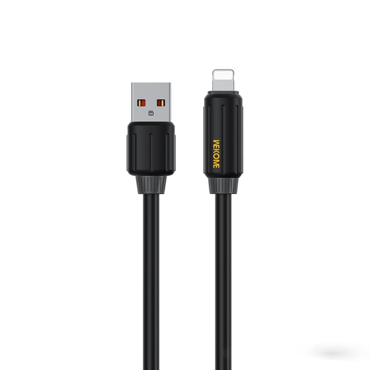 Câble de données de charge rapide WK WDC-27i en silicone véritable élastique 1m 12W USB vers 8 broches (Noir)