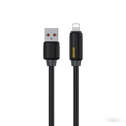 Câble de données de charge rapide WK WDC-27i en silicone véritable élastique 1m 12W USB vers 8 broches (Noir)