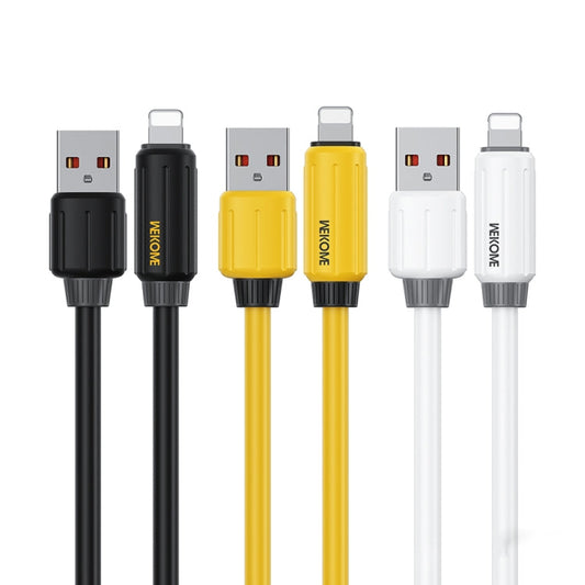 WK WDC-27i Elastic Genuine Silicone 1m 12W USB to 8 Pin Fast Charging Data Cable(Black)