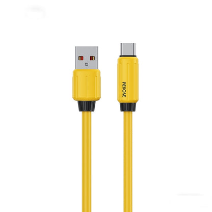 WK WDC-27a Elastic Genuine Silicone 1m 66W USB to Type-C Fast Charging Data Cable(Yellow)