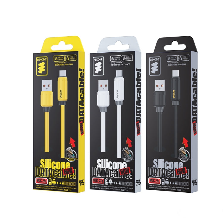WK WDC-27a Elastic Genuine Silicone 1m 66W USB to Type-C Fast Charging Data Cable(Yellow)