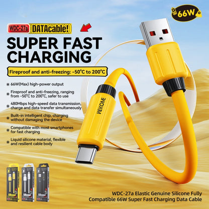 WK WDC-27a Elastic Genuine Silicone 1m 66W USB to Type-C Fast Charging Data Cable(Yellow)