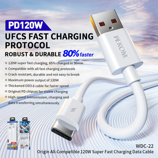 WK WDC-22 Origin All Compatible 1m 120W USB to Type-C Fast Charging Data Cable(White)