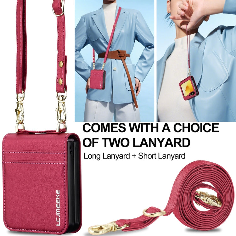 For Samsung Galaxy Z Flip6 LC.IMEEKE L1 Series Frosted Fine Texture PU Phone Case with Lanyard(Red)
