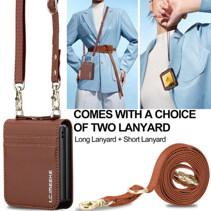 For Samsung Galaxy Z Flip5 LC.IMEEKE L1 Series Frosted Fine Texture PU Phone Case with Lanyard(Brown)