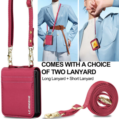 For Samsung Galaxy Z Flip5 LC.IMEEKE L1 Series Frosted Fine Texture PU Phone Case with Lanyard(Red)