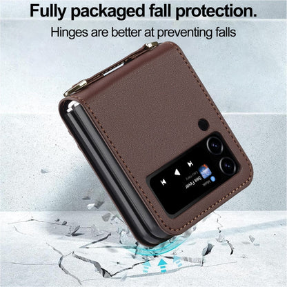 For Samsung Galaxy Z Flip3 5G LC.IMEEKE L1 Series Frosted Fine Texture PU Phone Case with Lanyard(Brown)