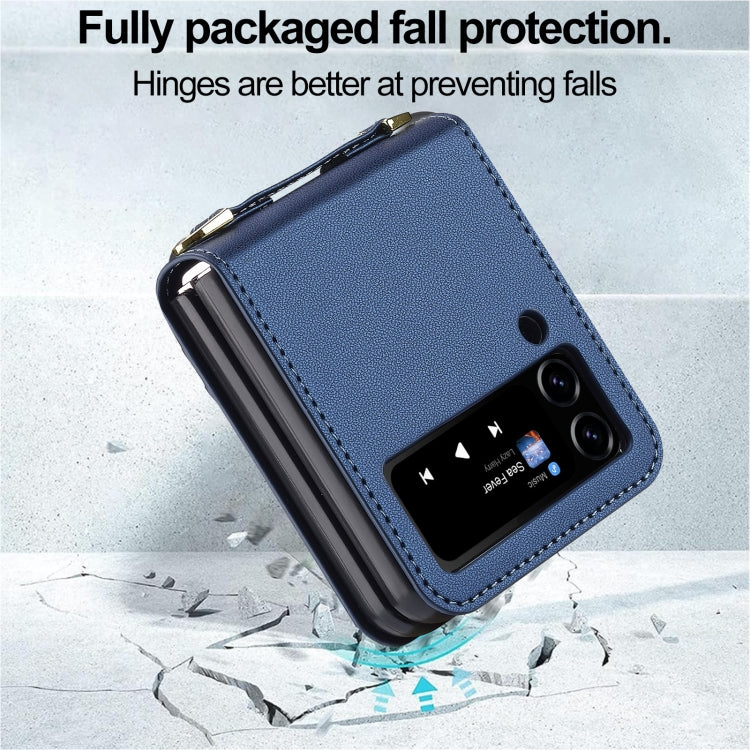 For Samsung Galaxy Z Flip3 5G LC.IMEEKE L1 Series Frosted Fine Texture PU Phone Case with Lanyard(Blue)