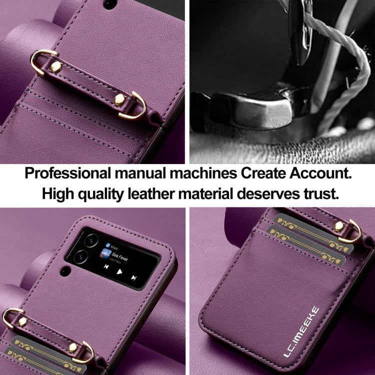 Pour Samsung Galaxy Z Flip3 5G LC.IMEEKE L1 Series Coque de téléphone en PU givré à texture fine avec cordon (violet)