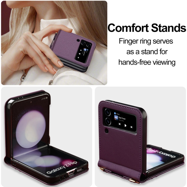 Pour Samsung Galaxy Z Flip3 5G LC.IMEEKE L1 Series Coque de téléphone en PU givré à texture fine avec cordon (violet)