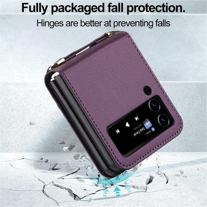 Pour Samsung Galaxy Z Flip3 5G LC.IMEEKE L1 Series Coque de téléphone en PU givré à texture fine avec cordon (violet)