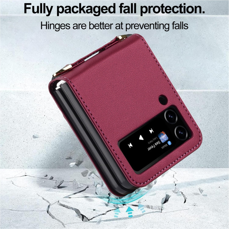 For Samsung Galaxy Z Flip3 5G LC.IMEEKE L1 Series Frosted Fine Texture PU Phone Case with Lanyard(Red)