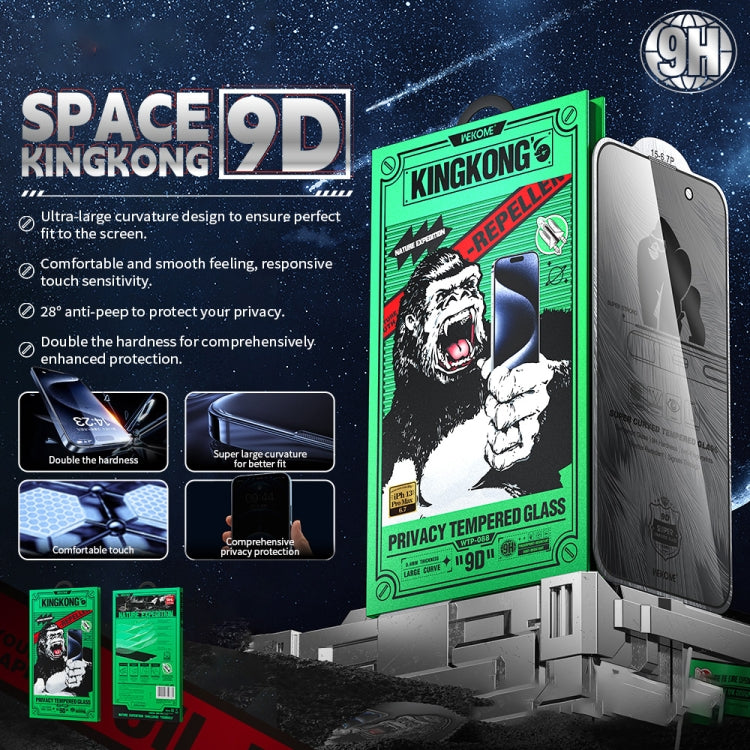 For iPhone 16 / 15 WK WTP-088 Space King Kong 9D Curved 28 Degree Privacy Tempered Glass Film