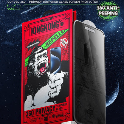 Pour iPhone 16 Pro Max WK WTP-089 Space King Kong Film de Protection en Verre Trempé Incurvé 9D Confidentialité 360 Degrés