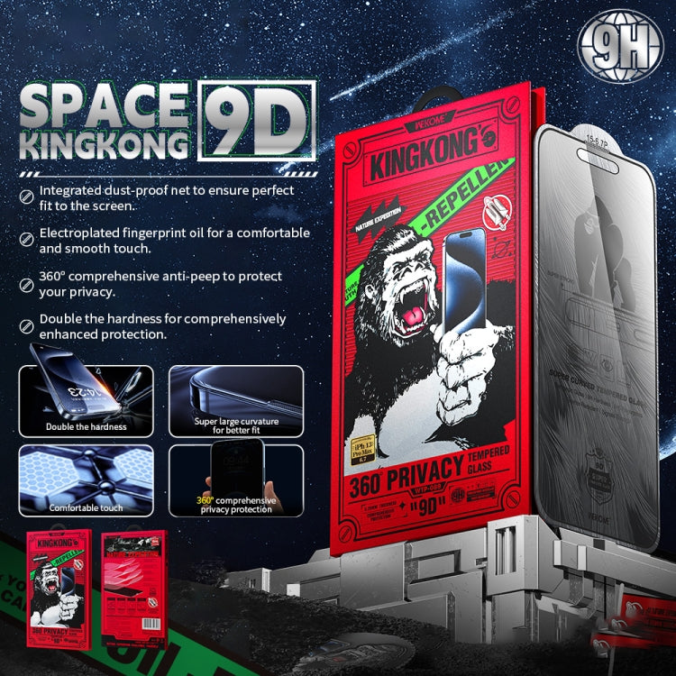 For iPhone 16 Pro WK WTP-089 Space King Kong 9D Curved 360 Degree Privacy Tempered Glass Film