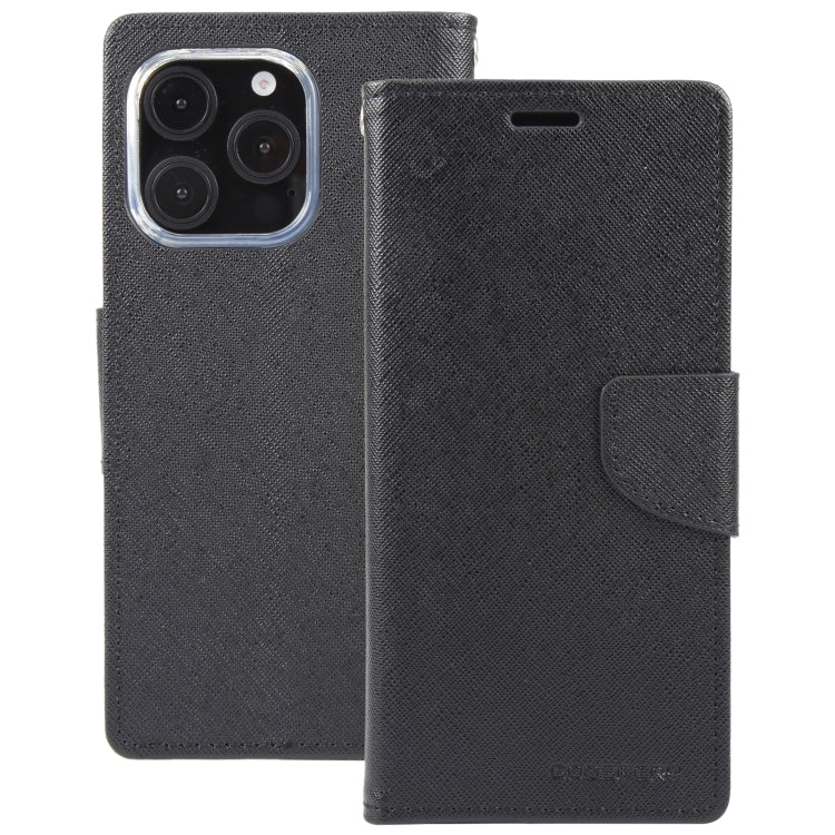 For iPhone 16 Pro Max GOOSPERY FANCY DIARY Cross Texture Leather Phone Case(Black)