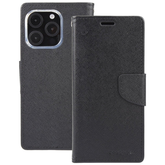 For iPhone 16 Pro Max GOOSPERY FANCY DIARY Cross Texture Leather Phone Case(Black)