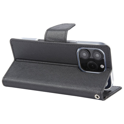 For iPhone 16 Pro Max GOOSPERY FANCY DIARY Cross Texture Leather Phone Case(Black)