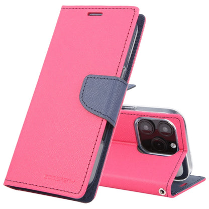 Pour iPhone 16 Pro Max GOOSPERY FANCY DIARY Étui de téléphone en cuir texturé croisé (rouge rose)