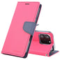 Pour iPhone 16 Pro Max GOOSPERY FANCY DIARY Étui de téléphone en cuir texturé croisé (rouge rose)