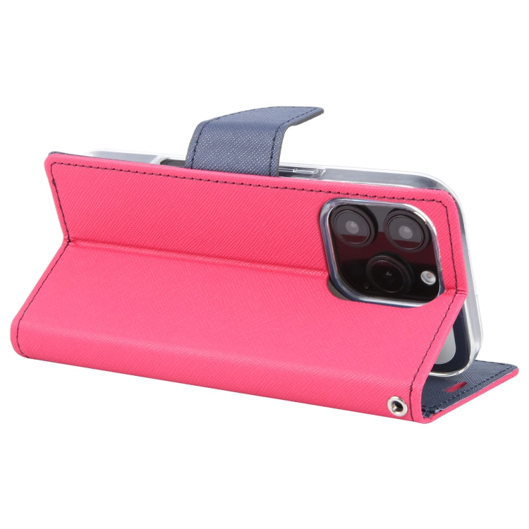 Pour iPhone 16 Pro Max GOOSPERY FANCY DIARY Étui de téléphone en cuir texturé croisé (rouge rose)