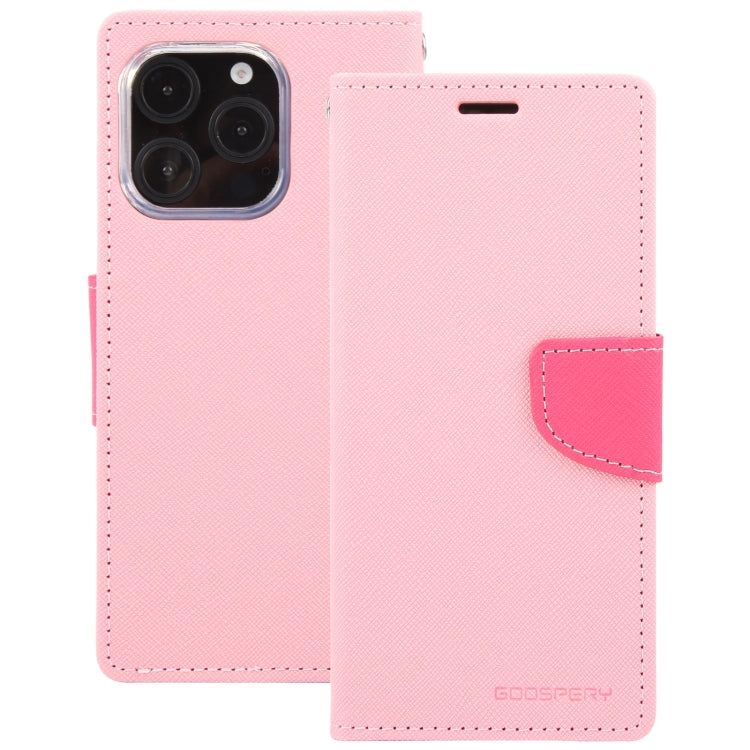 For iPhone 16 Pro Max GOOSPERY FANCY DIARY Cross Texture Leather Phone Case(Pink)