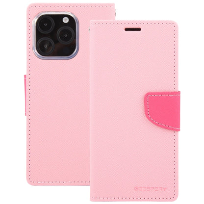 For iPhone 16 Pro Max GOOSPERY FANCY DIARY Cross Texture Leather Phone Case(Pink)