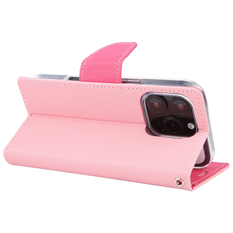 For iPhone 16 Pro Max GOOSPERY FANCY DIARY Cross Texture Leather Phone Case(Pink)