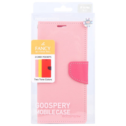 For iPhone 16 Pro Max GOOSPERY FANCY DIARY Cross Texture Leather Phone Case(Pink)
