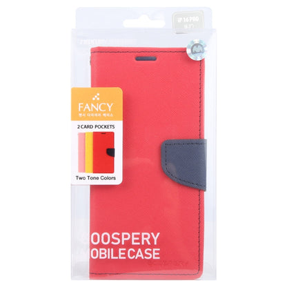 For iPhone 16 Pro Max GOOSPERY FANCY DIARY Cross Texture Leather Phone Case(Red)