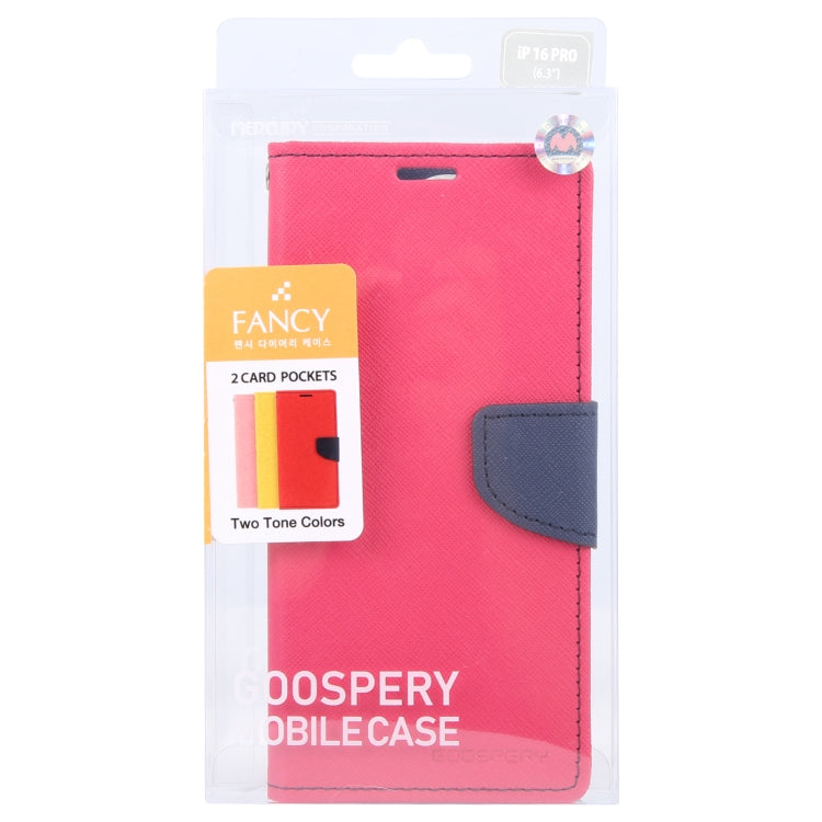 For iPhone 16 Pro GOOSPERY FANCY DIARY Cross Texture Leather Phone Case(Rose Red)