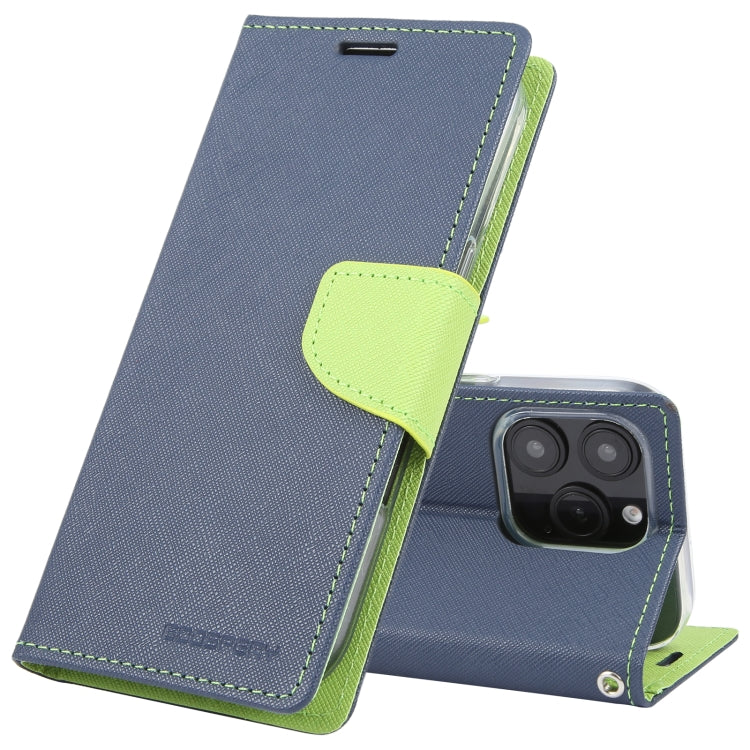Pour iPhone 16 Pro Étui de téléphone en cuir texturé croisé GOOSPERY FANCY DIARY (Bleu marine)