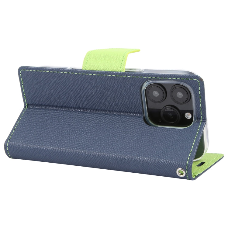 Pour iPhone 16 Pro Étui de téléphone en cuir texturé croisé GOOSPERY FANCY DIARY (Bleu marine)