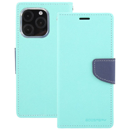 For iPhone 16 Pro GOOSPERY FANCY DIARY Cross Texture Leather Phone Case(Mint Green)